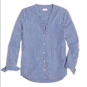 J Crew Striped Button-Up Tie Sleeve Top